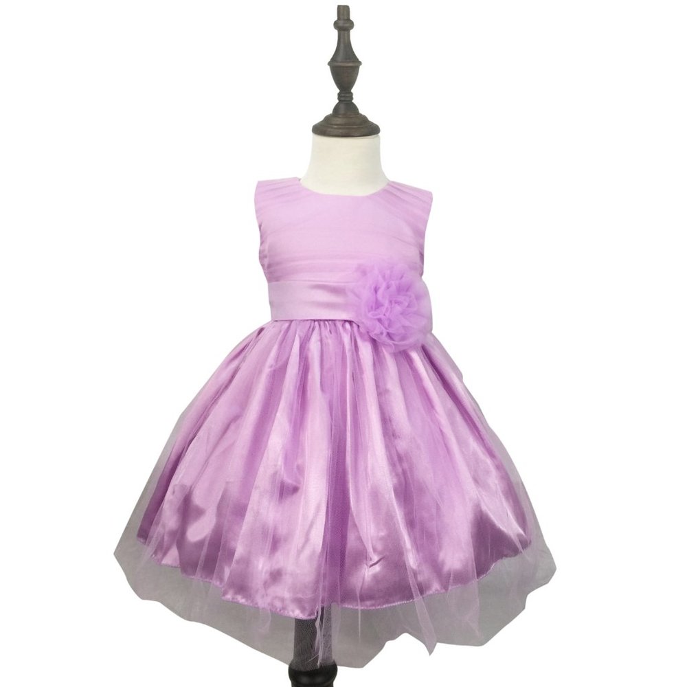 Purple Chiffon Tulle Girl Flower Dress
